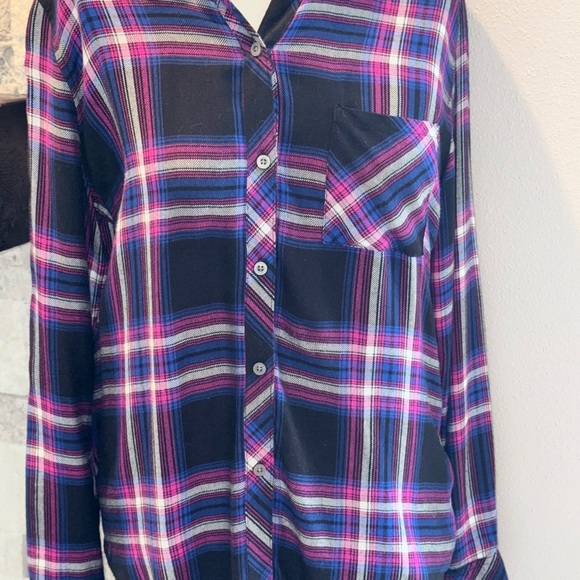 Rails Plaid Button-Down Shirt - Navy and Magenta - Picture 5 of 11